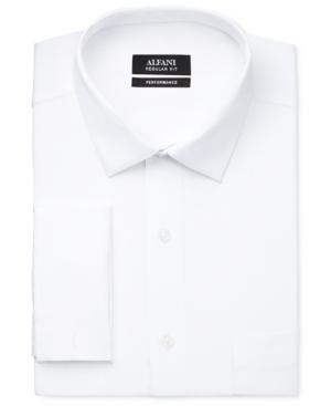Alfani Men's Performance White Texture Stripe French Cuff Dress Shirt, Only At Macy's