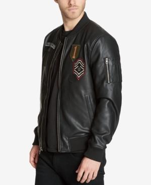 Guess Men's Faux-leather Varsity-style Jacket
