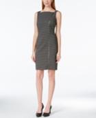 Calvin Klein Zip-front Grid Pattern Sheath Dress