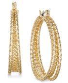 Charter Club Gold-tone Textured Triple-row Hoop Earrings, Created For Macy's