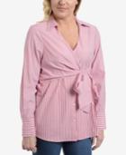 Ny Collection Striped Tie-waist Blouse