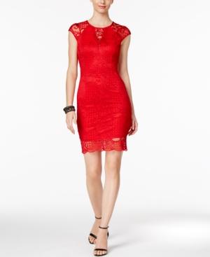 Guess Cap-sleeve Illusion Lace Sheath Dress