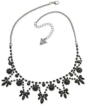 Guess Hematite-tone & Jet Stone Statement Necklace, 16 + 2 Extender