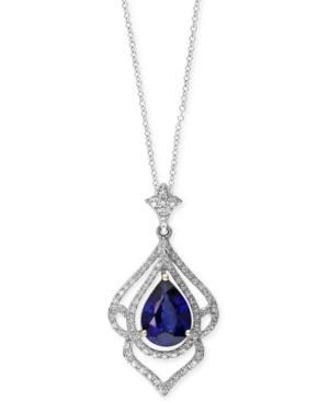 Royale Bleu By Effy Sapphire (1-3/4 Ct. T.w.) And Diamond (1/3 Ct. T.w.) Pendant Necklace In 14k White Gold