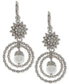 Marchesa Silver-tone Crystal & Imitation Pearl Orbital Drop Earrings