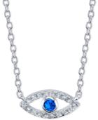 Unwritten Crystal Evil Eye Pendant Necklace In Sterling Silver, 16 + 2 Extender