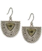 Lucky Brand Silver-tone Pave & Stone Half Circle Drop Earrings
