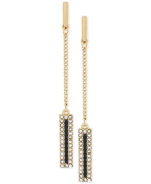 Bcbgeneration Gold-tone Blue Pave Rectangle Drop Earrings