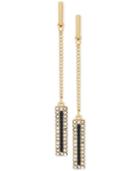 Bcbgeneration Gold-tone Blue Pave Rectangle Drop Earrings