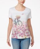 Karen Scott Floral Bike Graphic T-shirt, Only At Macy's