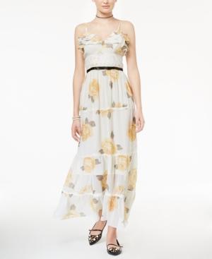 Disney Beauty And The Beast Juniors' Printed Ruffled Maxi Dress