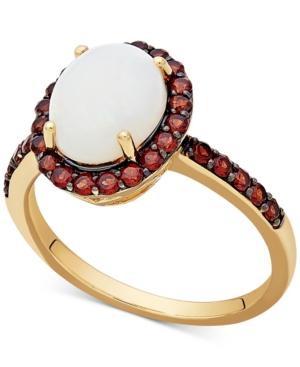 Opal (1-1/2 Ct. T.w.) & Rhodalite Garnet (5/8 Ct. T.w.) Ring In 14k Gold