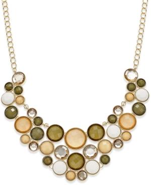 Inc International Concepts Gold-tone Neutral-color Bubble Stone Statement Necklace, Only Macy's