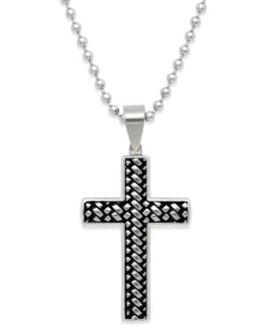 Men's Woven Cross Pendant Necklace In Stainless Steel