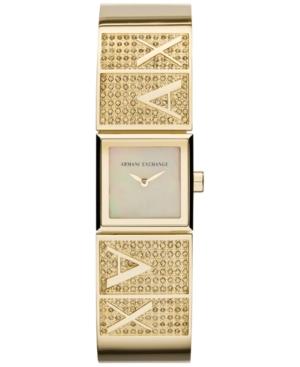 Ax Armani Exchange Women's Crystal Accent Gold-tone Stainless Steel Bracelet Watch 22x22mm Ax4209