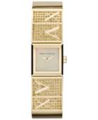 Ax Armani Exchange Women's Crystal Accent Gold-tone Stainless Steel Bracelet Watch 22x22mm Ax4209