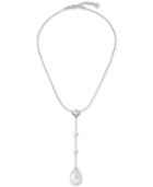 Majorica Sterling Silver Cubic Zirconia & Imitation Pearl Lariat Necklace, 15 + 2 Extender