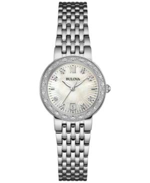 Bulova Women's Maiden Lane Diamond Accent Stainless Steel Bracelet Watch 26mm 96r203