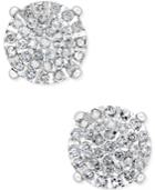Diamond Cluster Stud Earrings (1/2 Ct. T.w.) In Sterling Silver