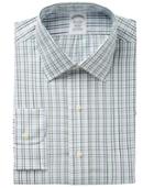 Brooks Brothers Men's Regent Regular Fit Non-iron Green Tattersall Dress Shirt