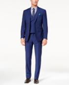 Tallia Orange Men's Slim-fit Blue Stripe Vested Suit
