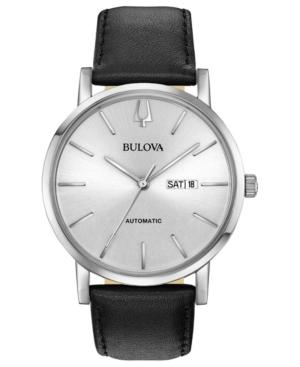 Bulova Men's Automatic American Clipper Black Leather Strap Watch 42mm