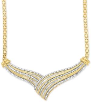 Diamond V Fancy Collar Necklace (1/2 Ct. T.w.) In 14k Gold-plated Sterling Silver