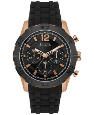Guess Men's Chronograph Black Silicone Strap Watch 46mm U0864g2
