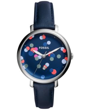 Fossil Women's Jacqueline Blue Leather Strap Watch 36mm Es4103