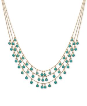 Anne Klein Gold-tone Three-layer Shaky Bead Statement Necklace