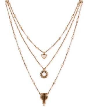 Lucky Brand Gold-tone Triple-layer Pendant Necklace