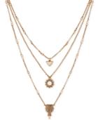 Lucky Brand Gold-tone Triple-layer Pendant Necklace