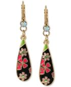 Betsey Johnson Gold-tone Colorful Enamel Flower Drop Earrings