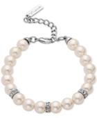 Nina Silver-tone Pave And Imitation Pearl Bracelet