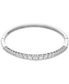 Cubic Zirconia Graduated Bangle Bracelet In Sterling Silver