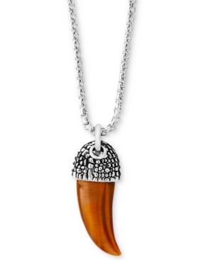 Effy Men's Tiger's Eye Horn Pendant Necklace In Sterling Silver