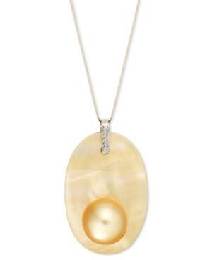Pearl Necklace, 14k Gold Golden South Sea Pearl Pendant (11mm)