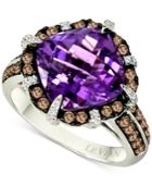 Amethyst (4-4/5 Ct. T.w.) And Diamond (3/4 Ct. T.w.) Ring In 14k White Gold