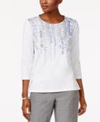 Alfred Dunner Long Weekend Printed Studded Top