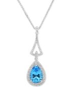 Blue Topaz (4-1/4 Ct. T.w.) & Diamond (3/8 Ct. T.w.) 18 Pendant Necklace In 14k White Gold
