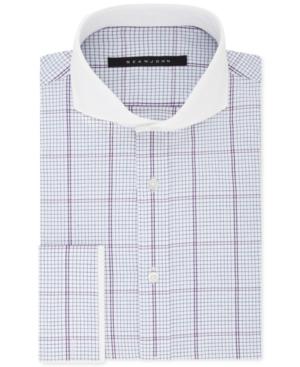 Sean John Men's Classic/regular Fit Blue And Purple Check French Cuff Dress Shirt