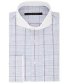Sean John Men's Classic/regular Fit Blue And Purple Check French Cuff Dress Shirt