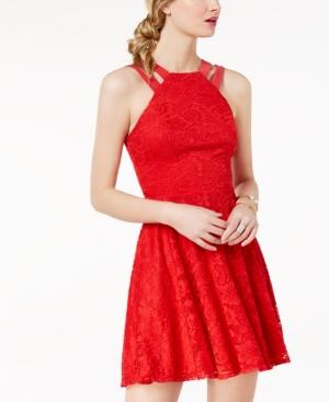B Darlin Juniors' Lace Double-strap Fit & Flare Dress