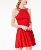 B Darlin Juniors' Lace Double-strap Fit & Flare Dress