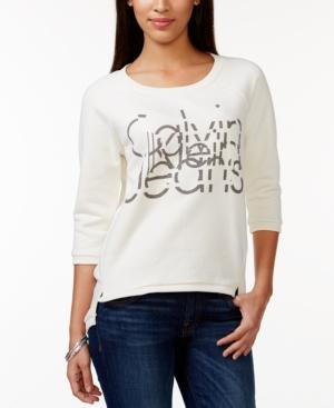 Calvin Klein Jeans Graphic-logo Crew-neck Sweater