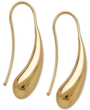Polished Stylized Teardrop Threader Earrings In 14k Gold
