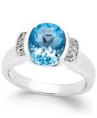Blue Topaz (2-3/4 Ct. T.w.) And Diamond Accent Ring In Sterling Silver