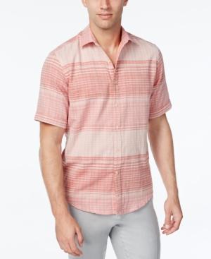 Tasso Elba Men's Cross-dye Plaid Short-sleeve Shirt, Classic Fit
