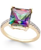 Mystic Topaz (5-1/2 Ct. T.w.) And Diamond (1/10 Ct. T.w.) Statement Ring In 14k Gold