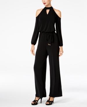 Thalia Sodi Cold-shoulder Belted Jumpsuit, Created For Macy's